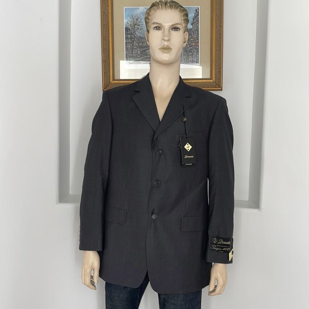 Demantie Hand Tailored Blazer Black Super 150's Wool Size 42R